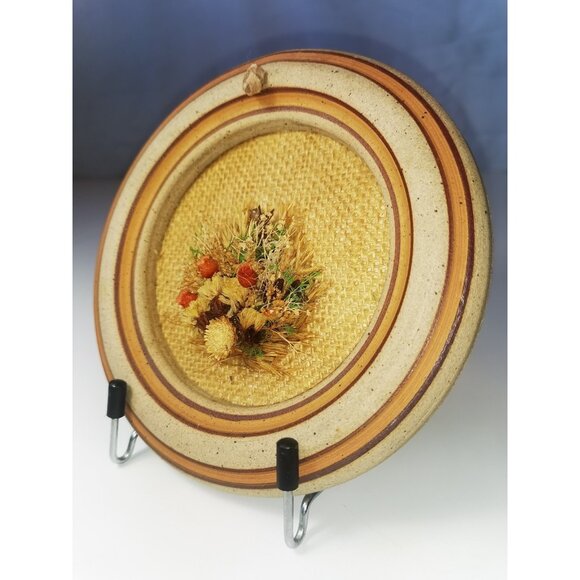 Dried Flower Wall Hanging Vintage, Circle Pottery 1980s Wall Deco Stand Included - Picture 1 of 8